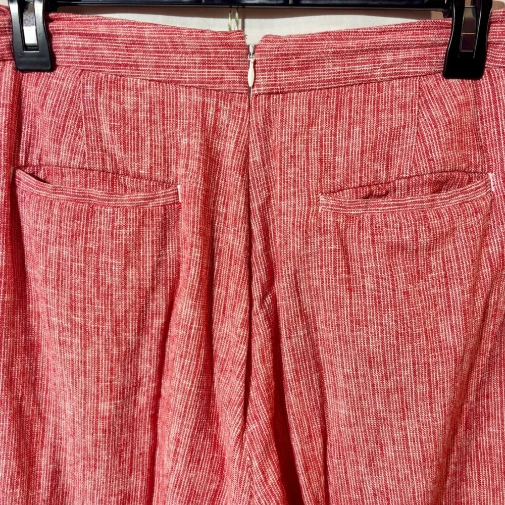 Banana Republic Linen Blend Red Striped Sailor Button Pant Cream Stripe Wide Leg